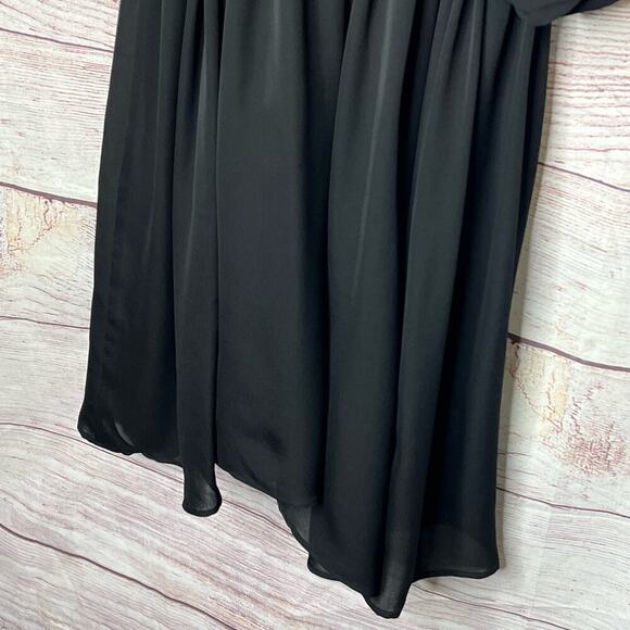 Halston Heritage 100% Silk Black Dolman Sleeve Deep V Neck Size 2 New - Picture 10 of 12